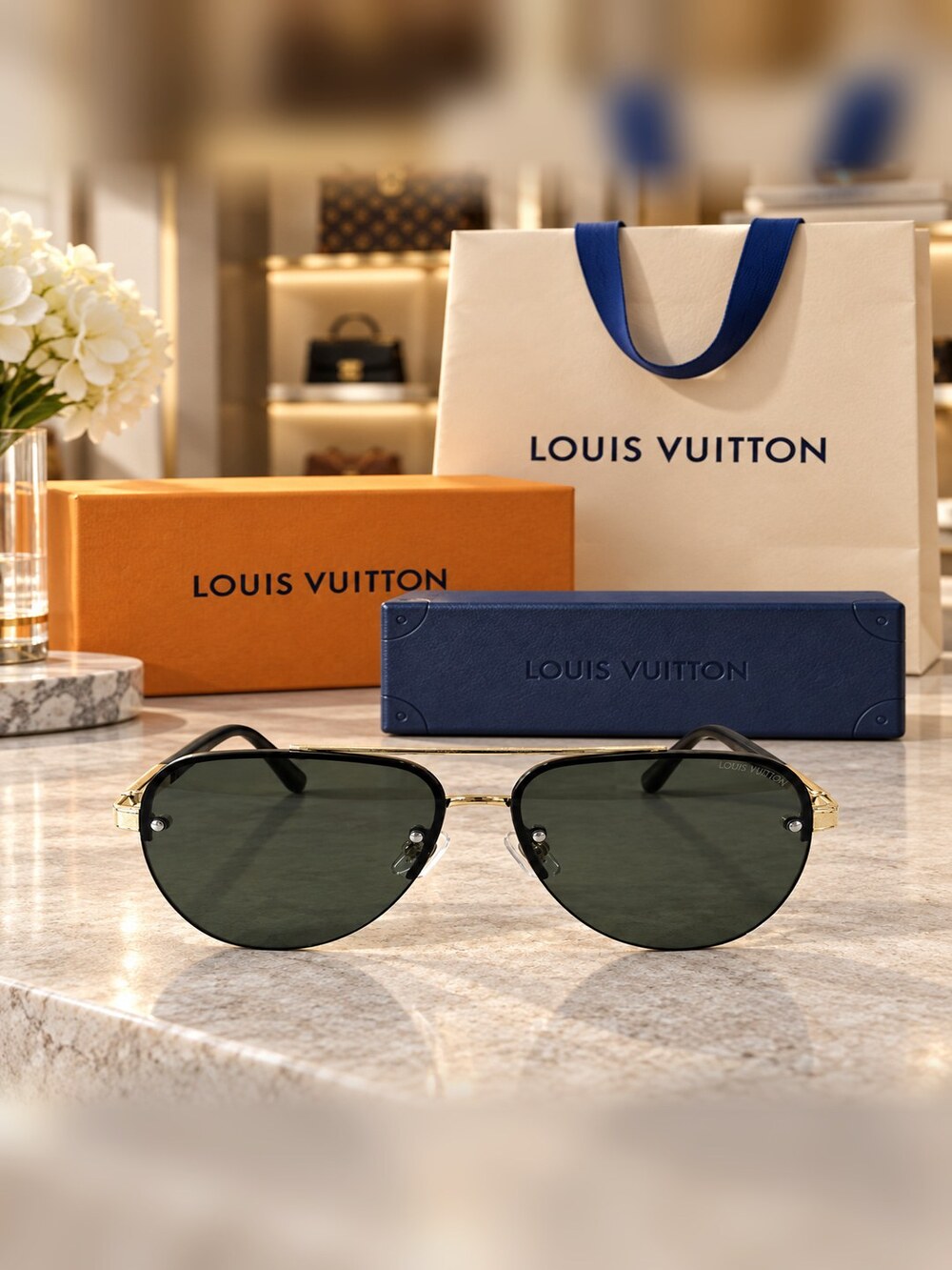 Louis Vuitton Gold Aviator Sunglasses